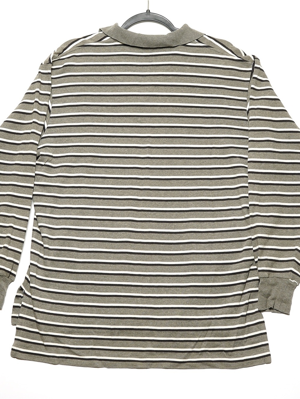 Ralph Lauren Olive, White & Black Striped Long Sleeve Polo Shirt